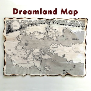 Lovecraft-kaart Dreamlands, fantasyart-print, verbrande randen