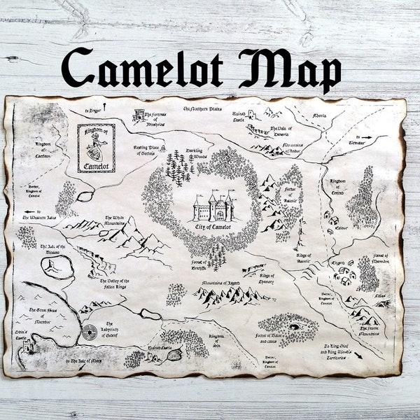 Camelot Karte, Merlin Karte, Königreich Camelot Karte, Stadt Camelot Karte, Merlin auf Deutsche Karte King Arthur Karte von Camelot, Fantasy Karte