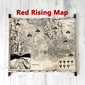 Carte du livre Red Rising sur parchemin fait main, carte de la saga de l'Ascension rouge, carte du fils d'or, carte de l'étoile du matin, carte de l'or en fer, carte des fils d'Ares, carte de l'âge des ténèbres