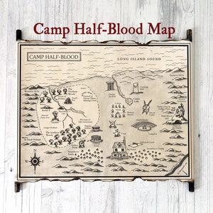 Map of Camp Half-Blood on Handmade Scroll, Percy Jackson and the Olympians Map, The Trials of Apollo Map, The Heroes of Olympus Fantasy Map