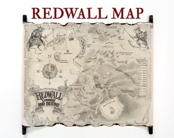 REDWALL Map on Handmade Scroll, Redwall Country and Beyond Map, Redwall Fantasy World Map, Redwall Abbey Map, Tales of Redwall Map