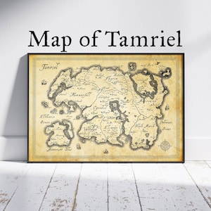 GRATIS VERZENDING Kaart van Tamriel-poster, het Tamriel-rijk, Elder Scrolls-kaart, Skyrim-posterkaart, TES-kaartposter, Morrowind-kaart, Oblivion-kaart