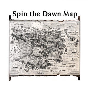 Spin the Dawn Map, Handmade Scroll, Fantasy Book Art