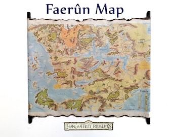 Faerûn Color Scroll Map, DnD Map of Faerun, Forgotten Realms Map, Dungeons and Dragons, Faerun World Map, Sea of Fallen Stars, Sword Coast