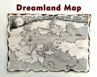 The Dreamlands Map, Karte von Lovecrafts Traumwelt, Map of Dreamlands, Der Traumzyklus von HP Lovecraft Dreams of Angst und Death Map