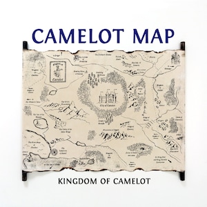 Camelot Karte, Merlin Karte, King Arthur Karte, City of Camelot Karte, Kingdom of Camelot Karte auf einer handgemachten Rolle, Fantasy Karte, Albion Karte