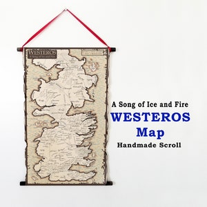 Mapa de Westeros, mapa del libro Canción de hielo y fuego en pergamino hecho a mano, mapa de póster, mapa de Vientos de invierno, mapa de Tormenta de espadas, mapa de fantasía