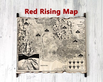 Red Rising Book Map on Handmade Scroll, Red Rising Saga Map, Golden Son Map, Morning Star Map, Iron Gold Map, Sons of Ares Map, Dark Age Map