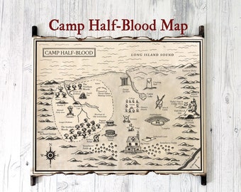 Map of Camp Half-Blood on Handmade Scroll, Percy Jackson and the Olympians Map, The Trials of Apollo Map, The Heroes of Olympus Fantasy Map