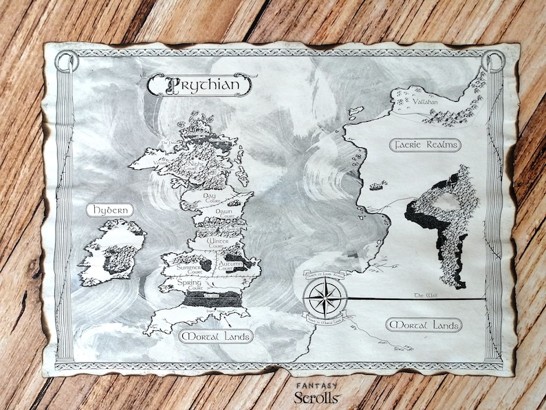 Prythian Map Print, ACOTAR World, Burnt Edges, Fantasy Art - Etsy UK