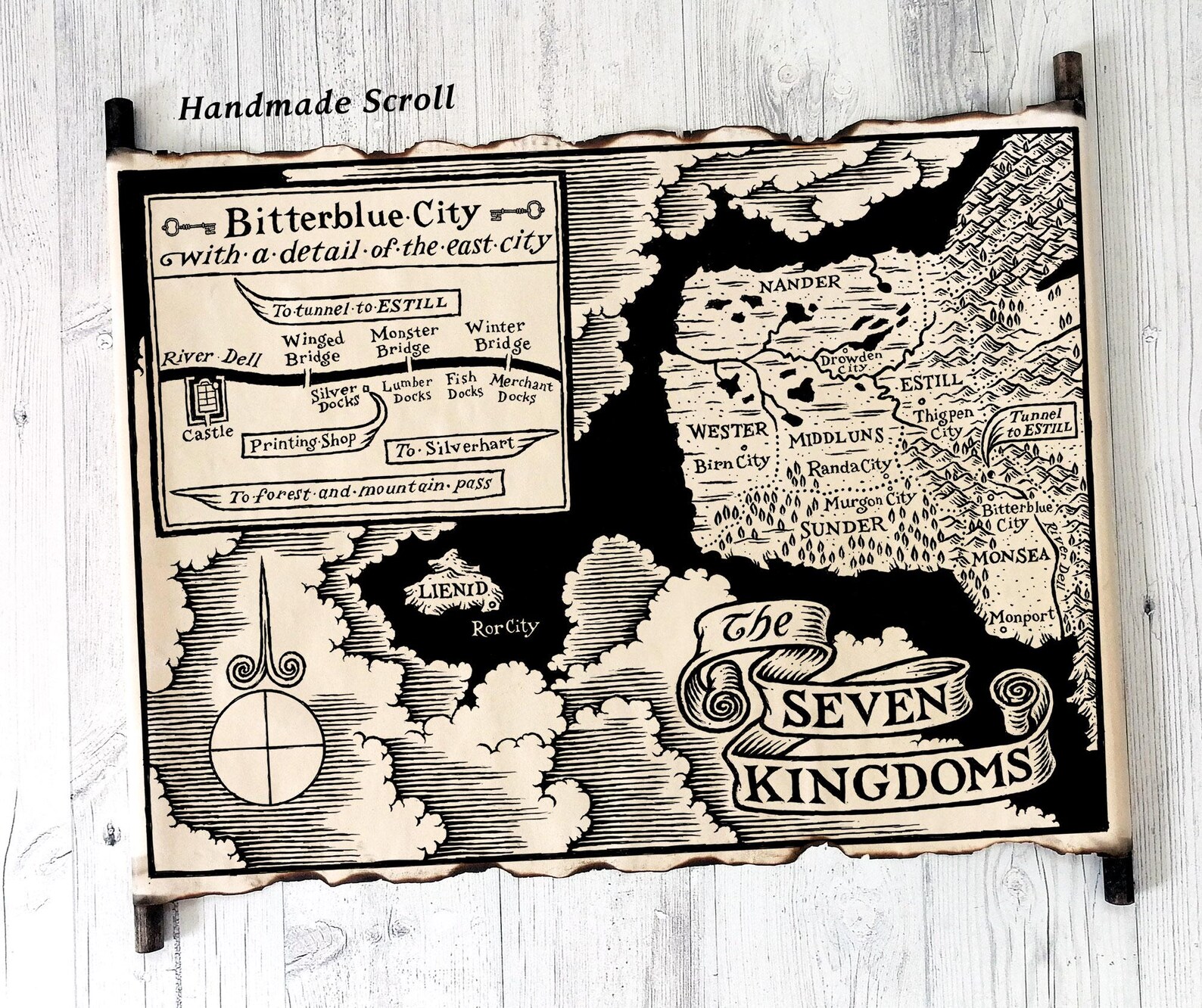 Handmade Graceling Realm Map Scroll, Seven Kingdoms, Fantasy Art - Etsy