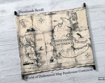 Dishonored World Map on Handmade Scroll, Pandyssian Continent