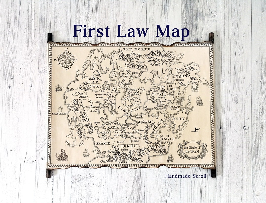 手作り世界地図 手作りの巻物に描かれた世界地図 - 法律書愛好家へのファーストギフト