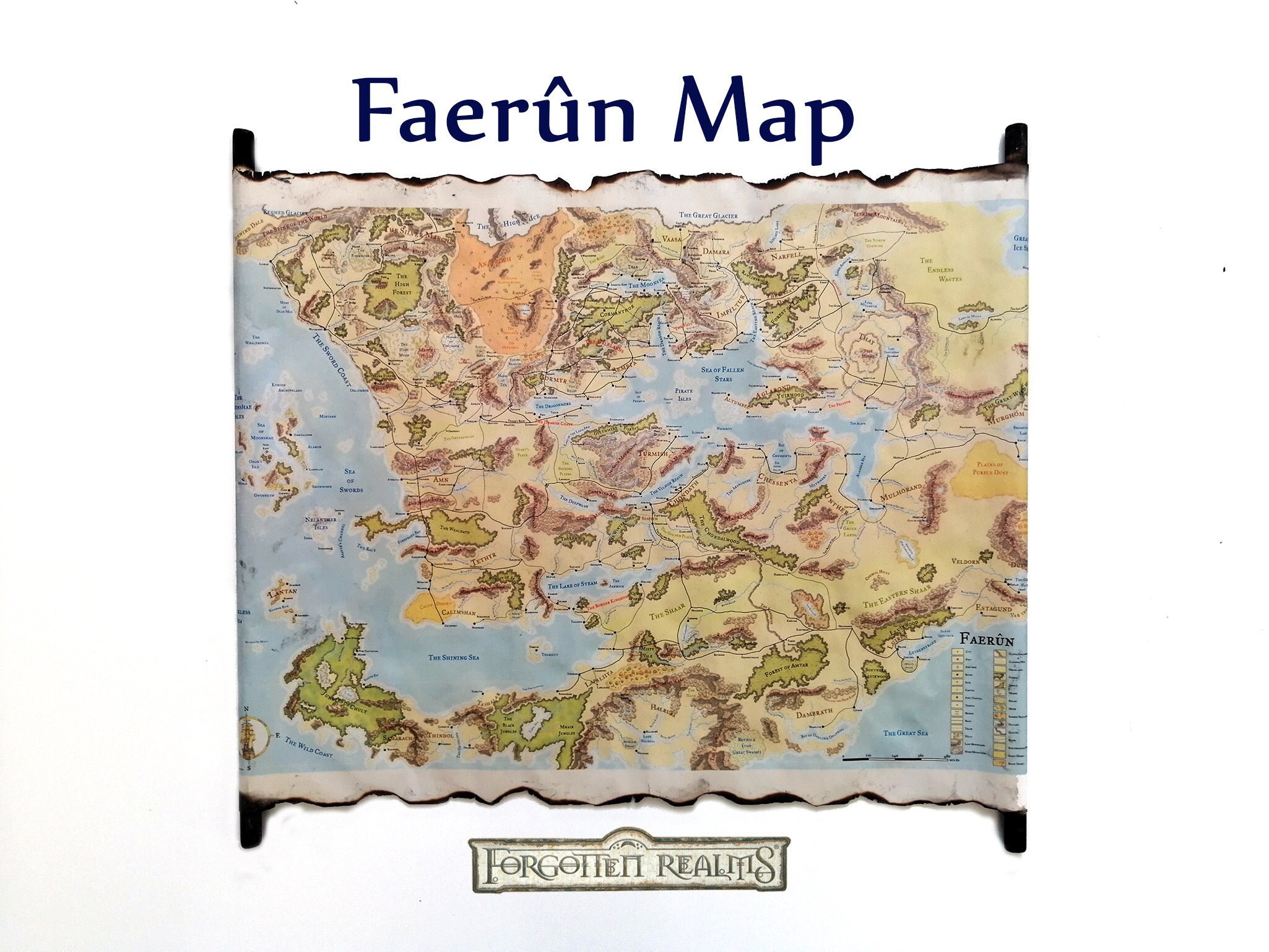 Faerûn Color Scroll Map DnD Karte von Faerun Etsy.de