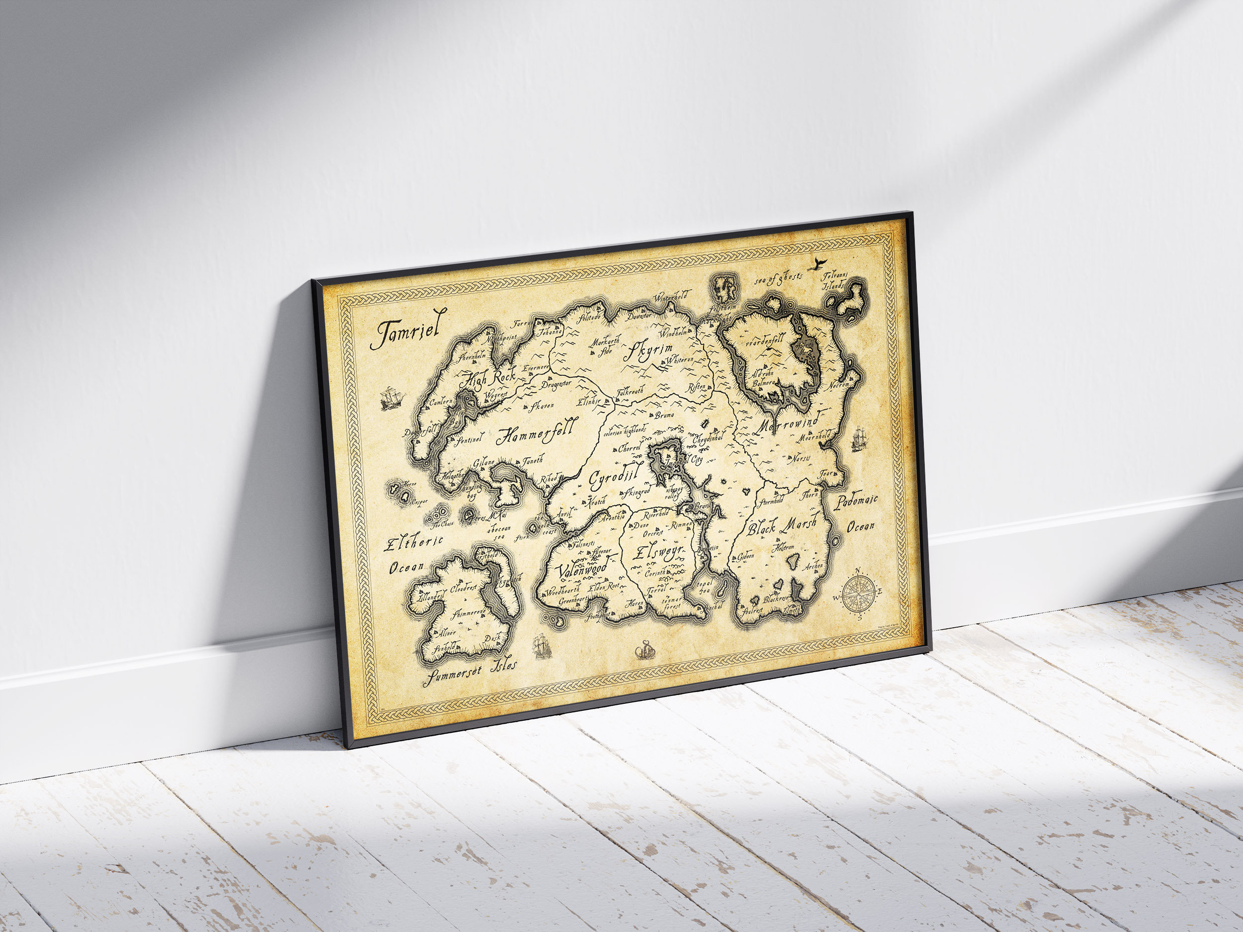 Tamriel Map Poster The Elder Scrolls Skyrim Morrowind Oblivion Etsy 