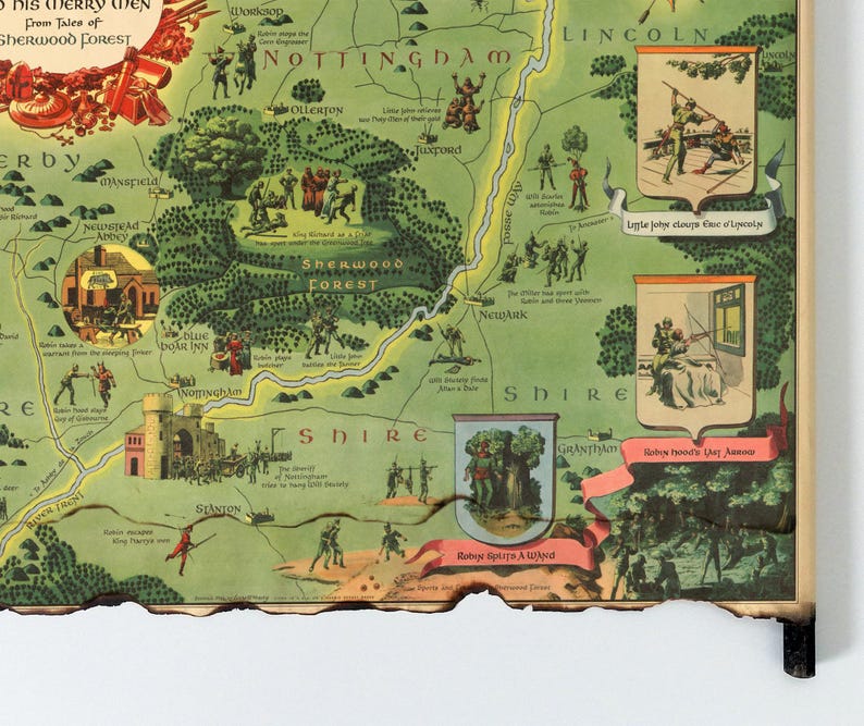 Handmade Robin Hood Map Scroll, Sherwood Forest Art - Etsy