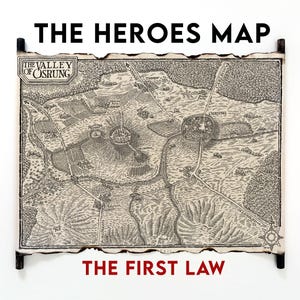 Mapa de los Héroes en pergamino hecho a mano, Mapa de la Primera Ley, Mapa de un libro de fantasía, Mejor regalo de la Primera Ley, Mapa del Valle de Osrung, ENVÍO GRATIS