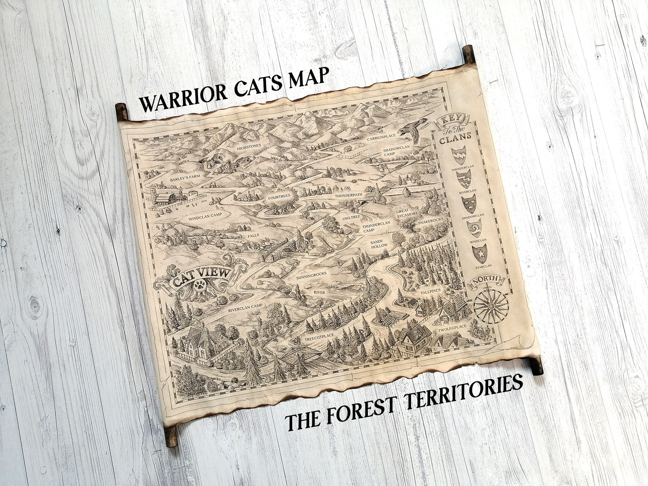Warrior Book Map Warrior Cats Map Theforest Territories Map Etsy
