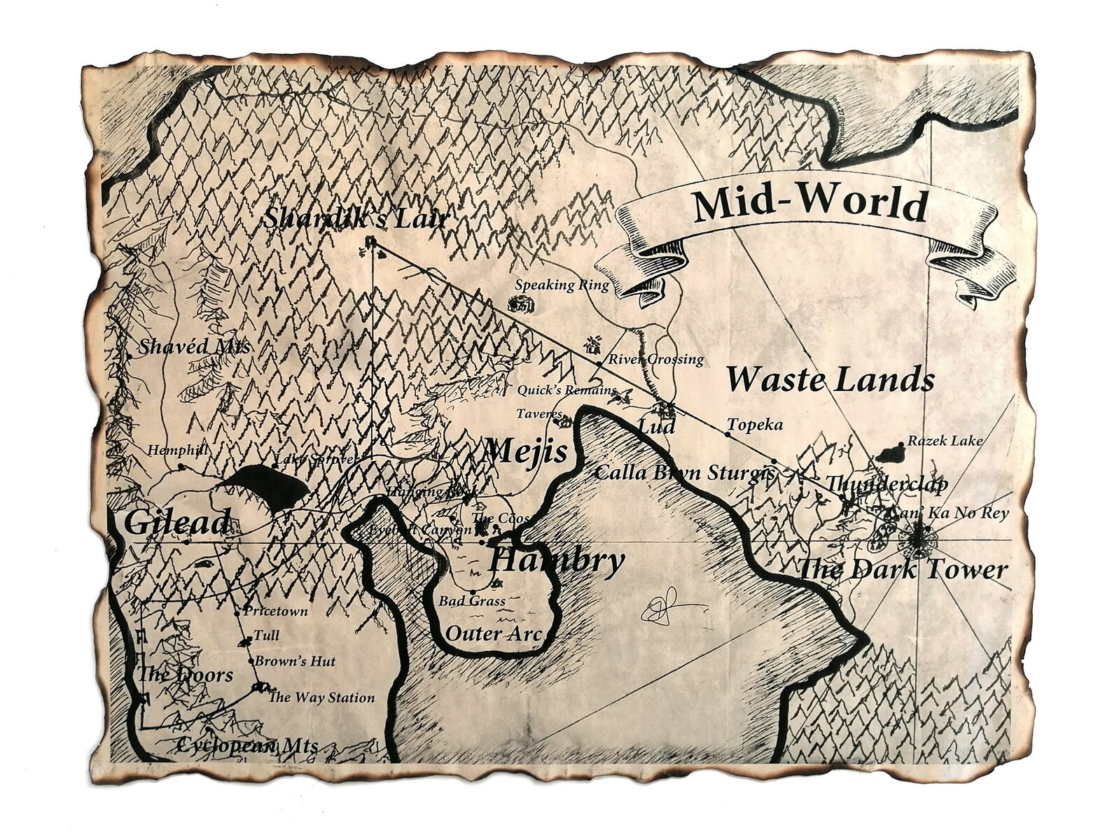 Mid-world Map the Dark Tower Map the Gunslinger Map - Etsy
