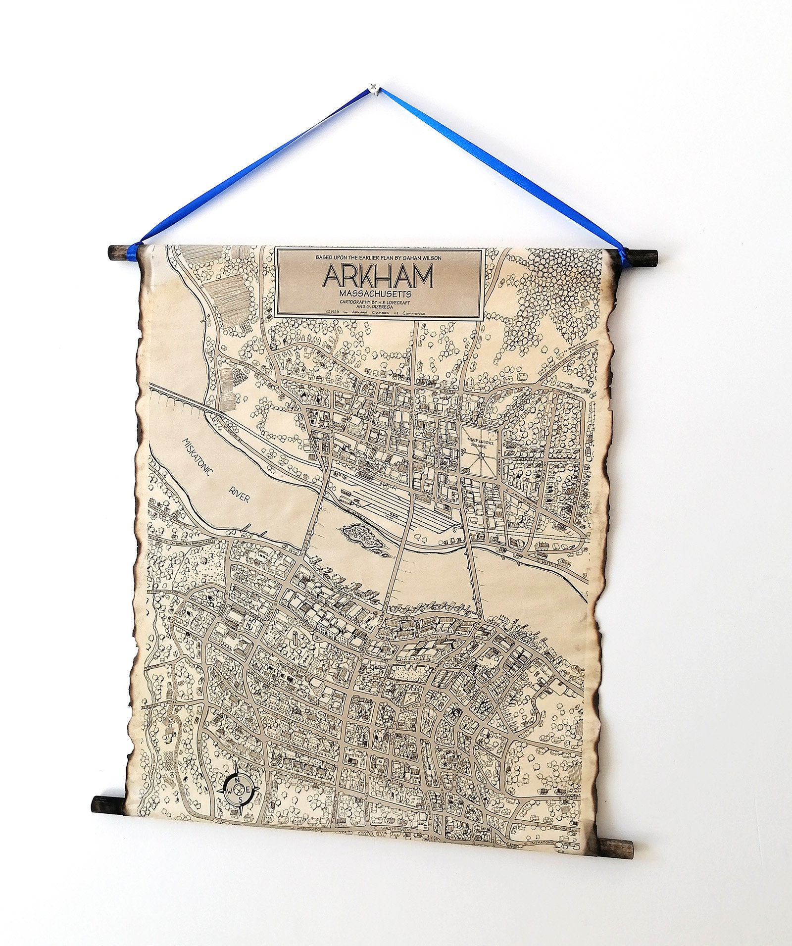 Arkham City Map on Handmade Scroll, H. P. Lovecraft Country Massachusetts,  The Call of Cthulhu - Etsy België, image size:1600x1911