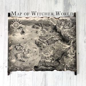 Mapa del mundo de Witcher, mapa del continente en pergamino hecho a mano, mapa de los Reinos del Norte, mapa de la Sangre de los Elfos, mapa del mundo de Witcher, Skellige, Cintra