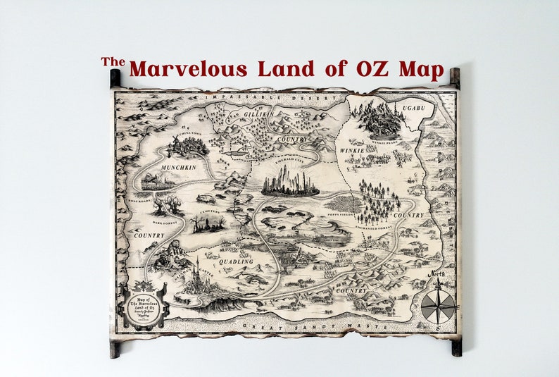 Map of the Marvelous Land of Oz, the Wonderful Wizard of Oz Map ...