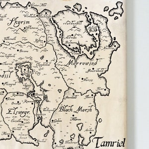 Tamriel Map on Handmade Scroll, Skyrim Map, the Elder Scrolls, TES Map ...