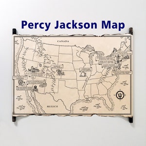 Lightning Thief Map, Percy Jackson USA Map, Percy Jackson and the Olympians world map, The Heroes of Olympus Map, Camp Half-Blood series map