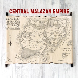 Mappa dell'Impero Malazan Centrale su pergamena fatta a mano, Mappa del Libro dei Caduti Malazan, Mappa di Steven Erikson, Mappa del Libro, Mappa di Quon Tali, Mappa del Libro Malazan