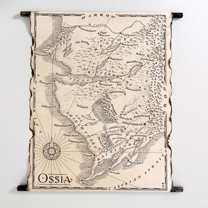 Mapa de Ember Blade en pergamino hecho a mano, mapa de fantasía, mapa de The Darkwater Legacy, mapa de Ossia, mapa de The Shadow Casket, mapa de Krodan Empire