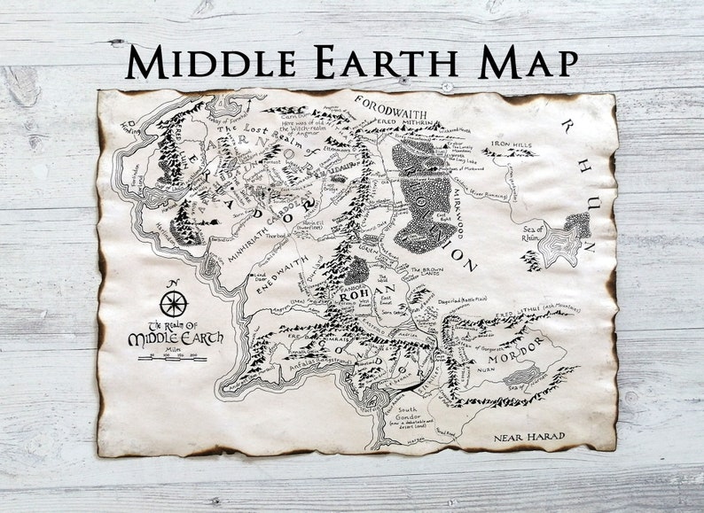 Lord of the Rings Kaart van Midden-Aarde de Grote Land Kaart | Etsy België
