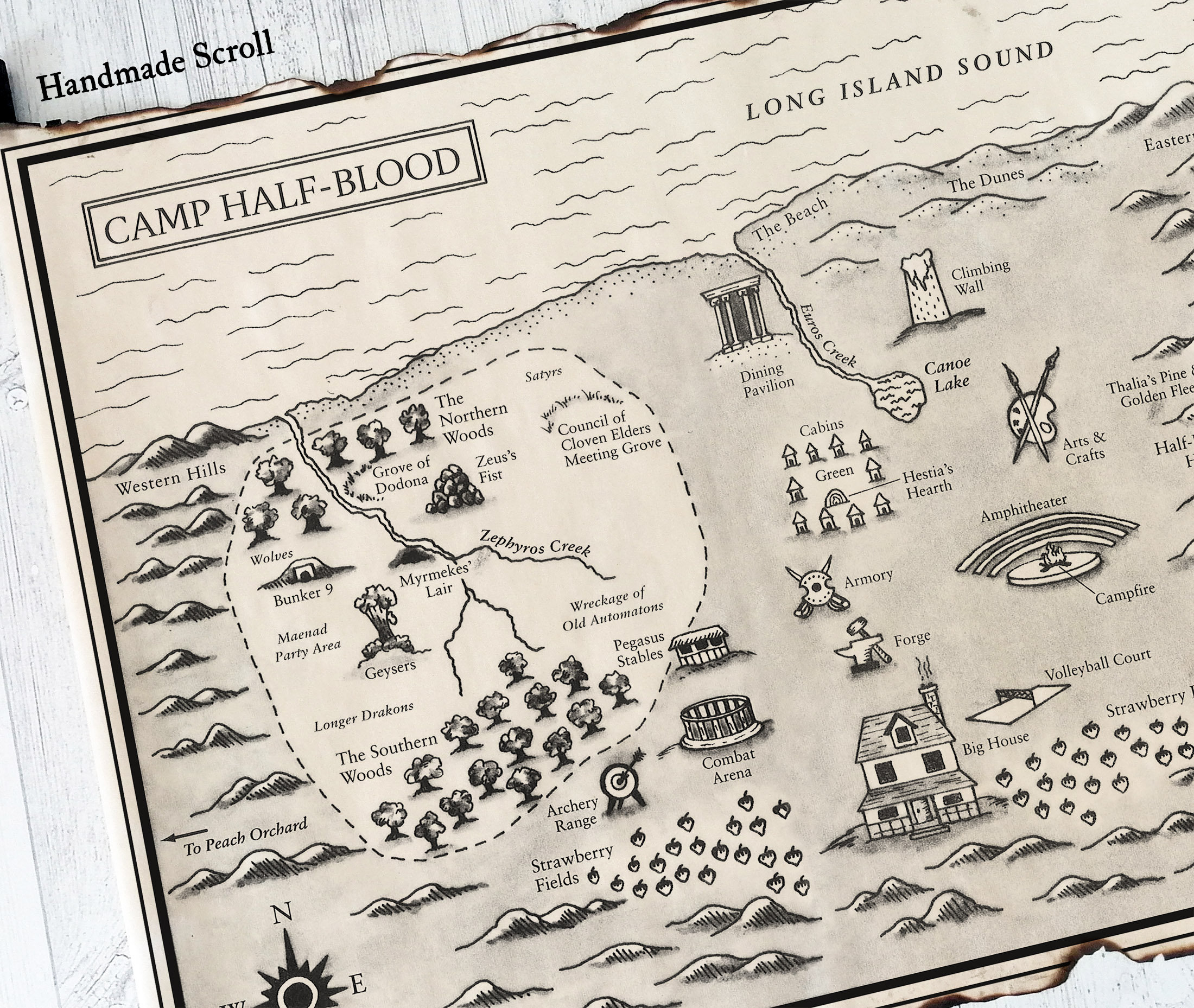 Map of Camp Half-Blood - Bookmark 2 W X 6 H inches BOOKMARK Percy Jackson  PJO and the Olympians