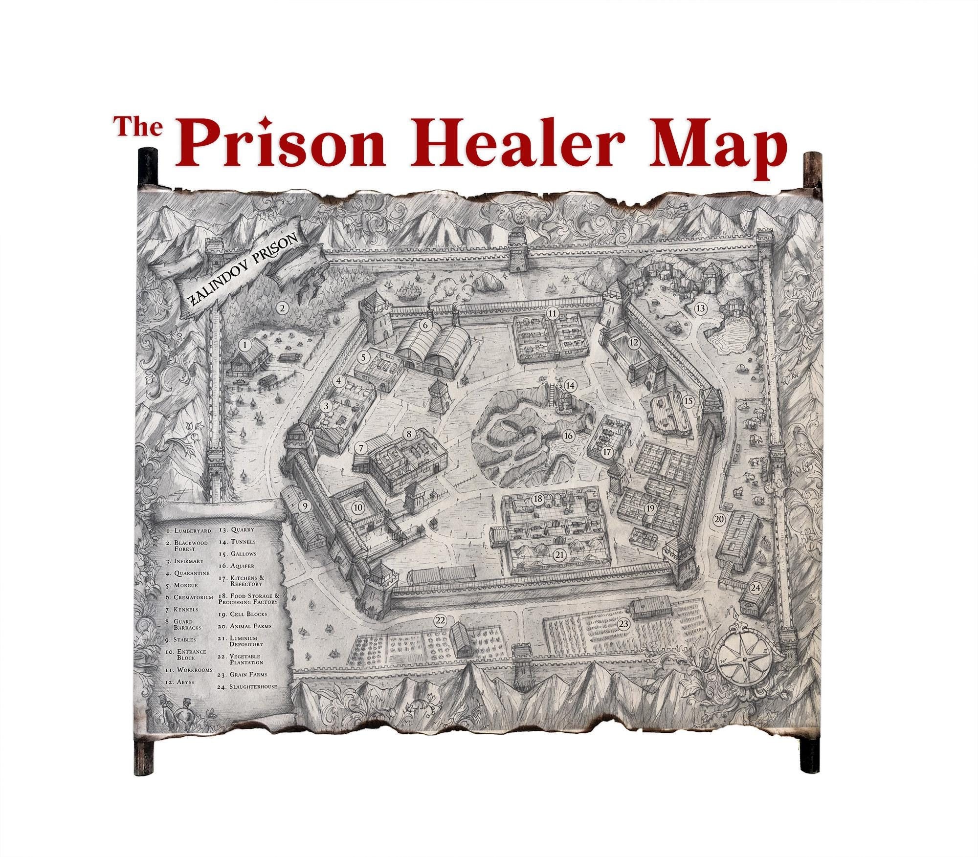 FREE SHIPPING - the Prison Healer Book Map on Handmade