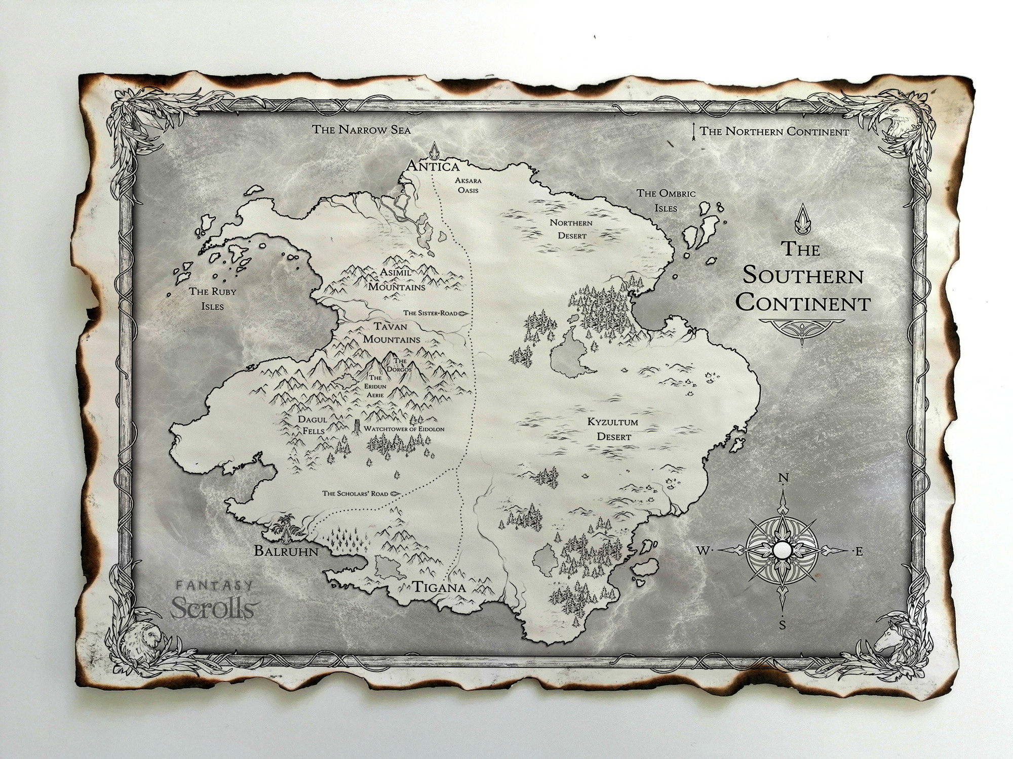 Tower of Dawn Map Throne of Glass Map the Southern Continent Etsy Israel