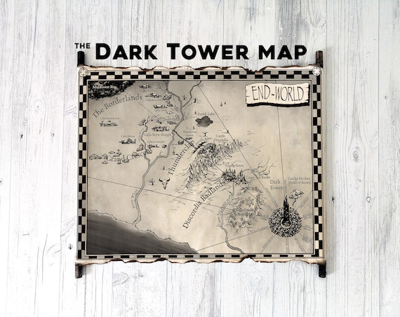 手作り世界地図 ダークタワーマップの手作り巻物、スティーブン・キングのファンタジー