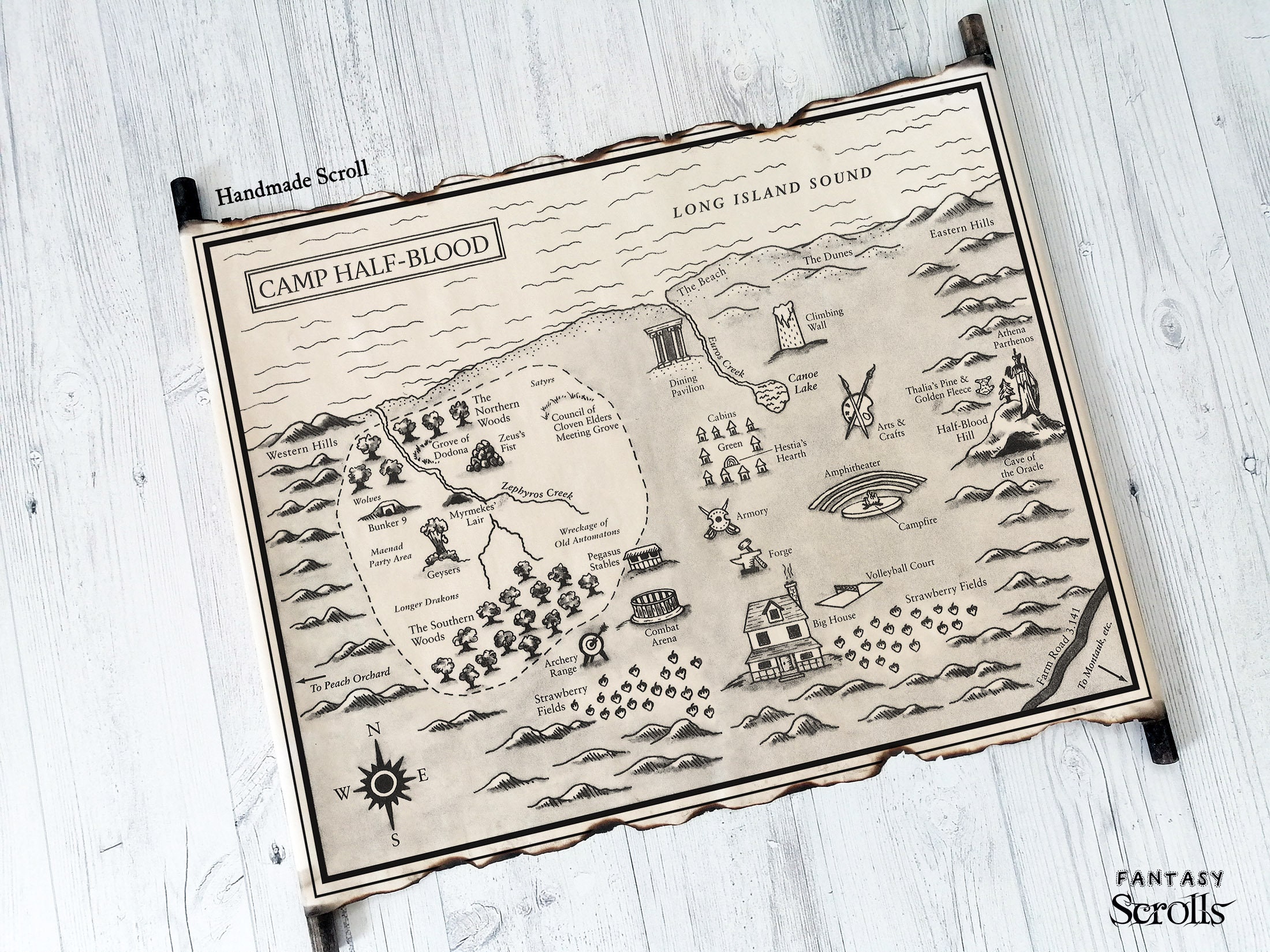 Map of Camp Half-blood on Handmade Scroll Percy Jackson and 