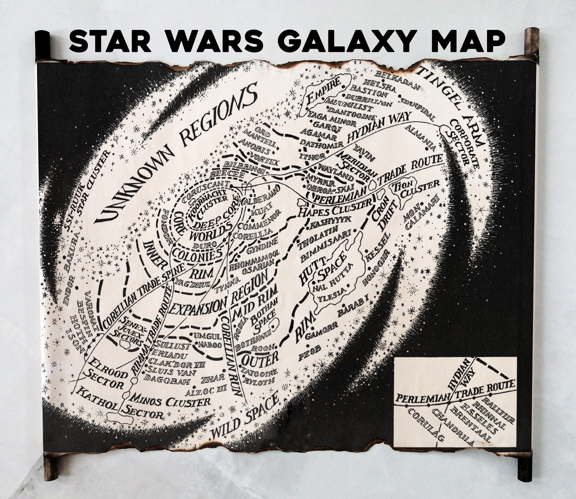 スターウォーズ銀河地図、手作りの巻物、ファンタジーアート - Etsy 日本