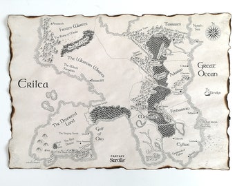 Throne of Glass Map, Erilea, Aged Paper Print