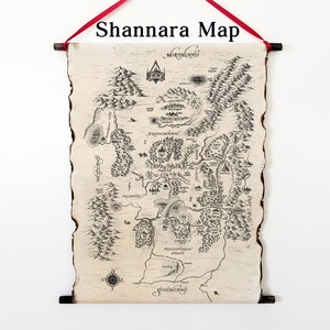 Shannara Map, The Four Lands Map, The Shannara Chronicles Map on Handmade Scroll, Sword of Shannara Map, Terry Brooks World of Shannara