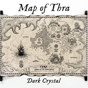 Mapa de Thra, Mapa del Cristal Oscuro en Pergamino Hecho a Mano, Mapa del Mundo del Cristal Oscuro, Mapa del Mundo de Thra, Mapa de la Era de la Inocencia, Mapa de Fantasía