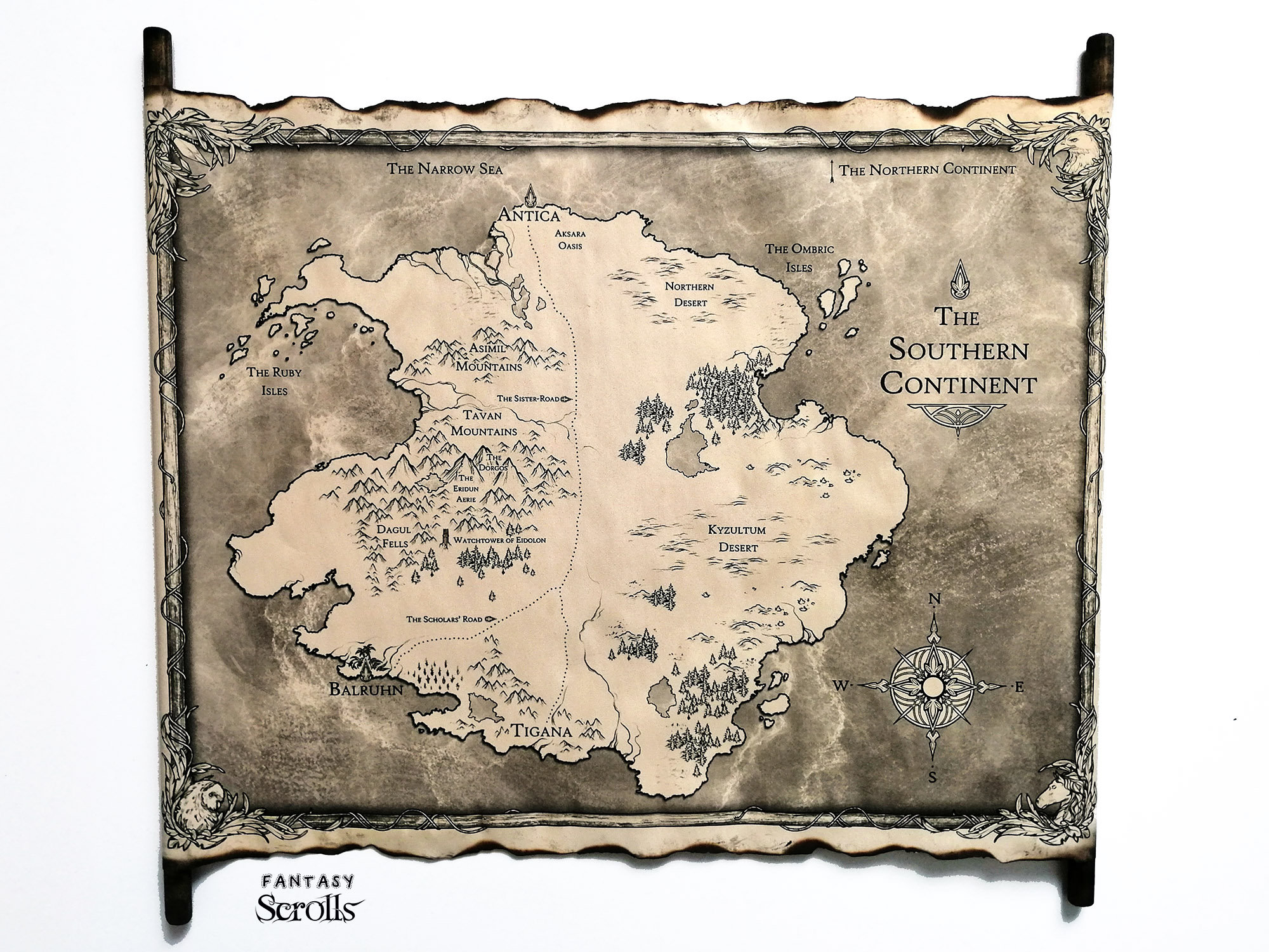 Tower of Dawn Map Throne of Glass Map the Southern Continent Etsy