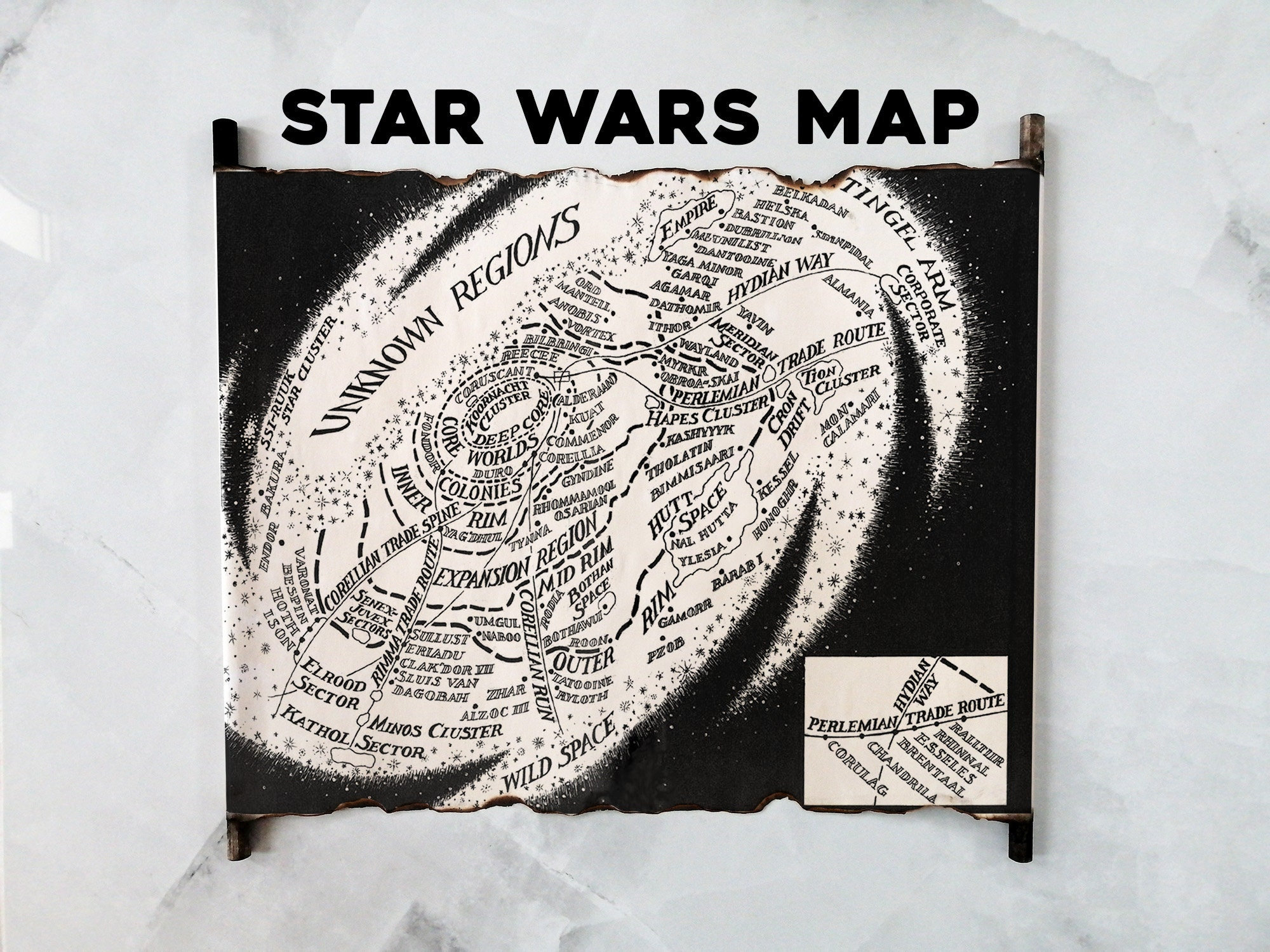 スターウォーズ銀河地図、手作りの巻物、ファンタジーアート - Etsy 日本