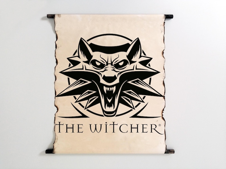 Witcher Logo Handmade Scroll, Game Room Wall Art - Etsy