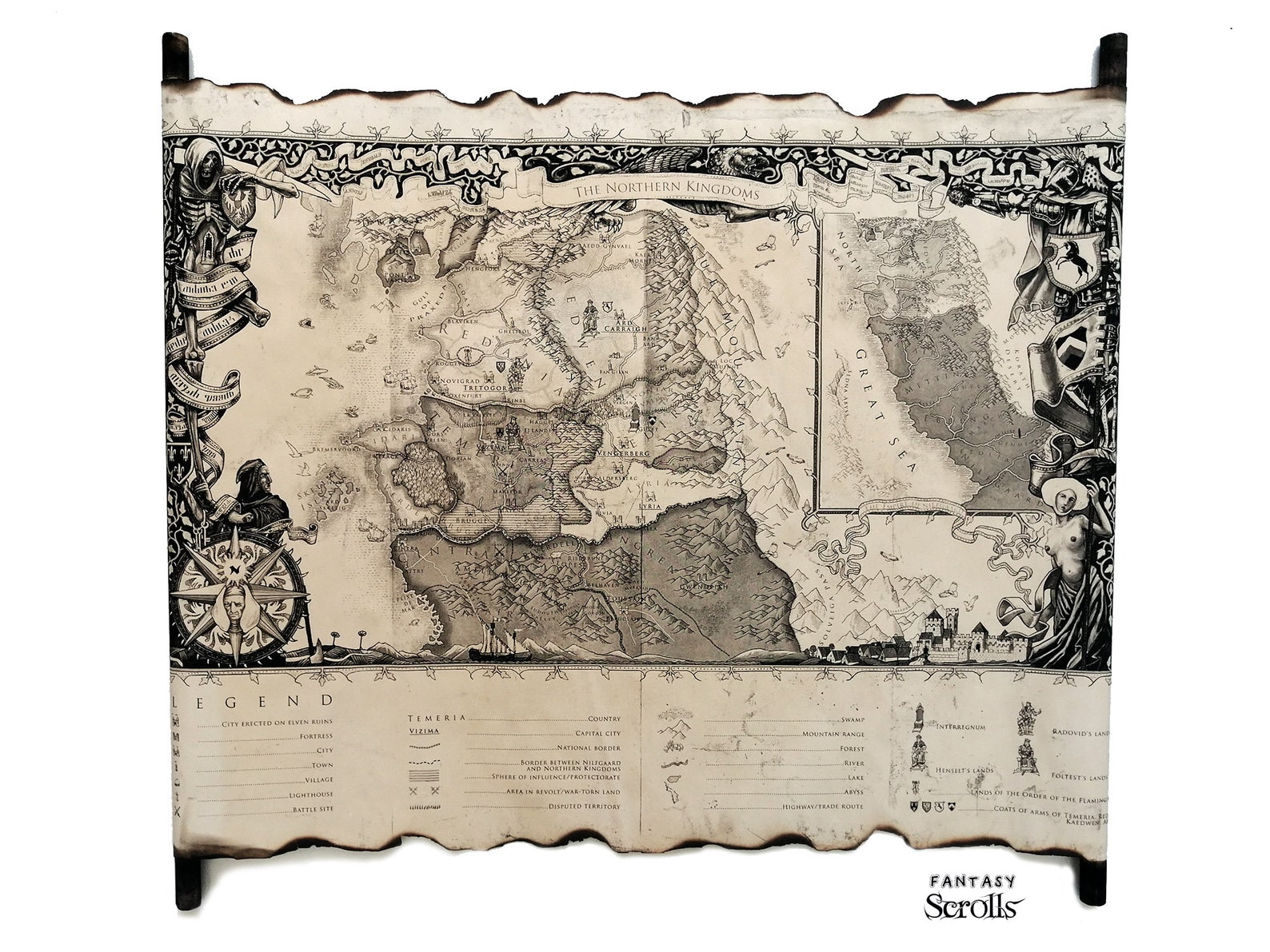 WITCHER the NORTHERN KINGDOMS Map the Northern Kingdoms - Etsy