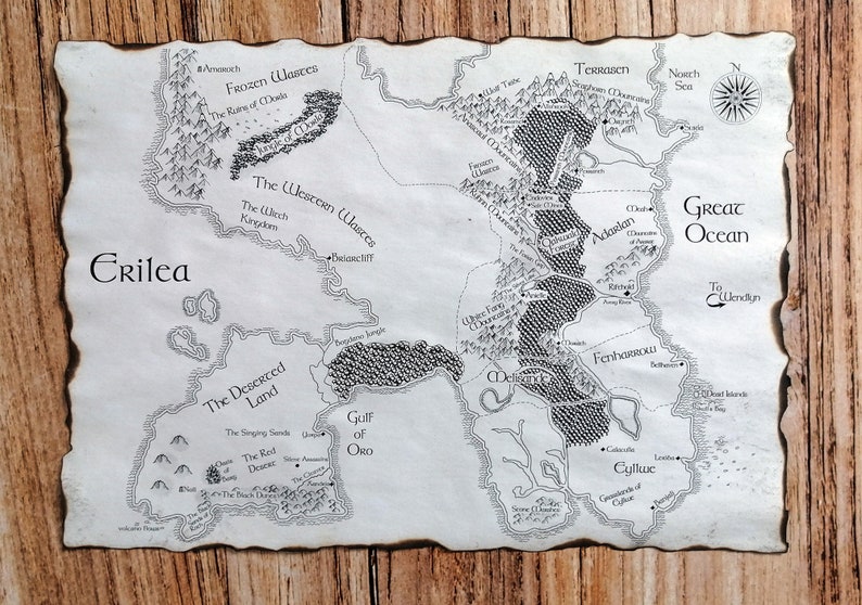 Throne of Glass Map Erilea Map Crown of Midnight Heir of Etsy