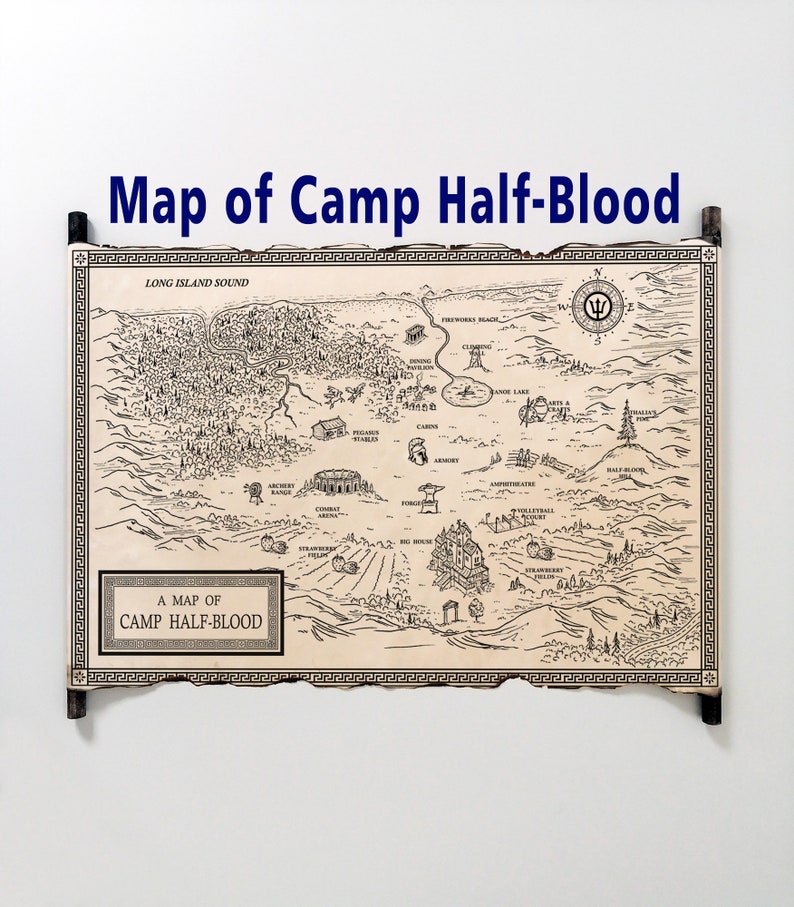 Camp Half-blood Map on Handmade Scroll, Percy Jackson Gift - Etsy
