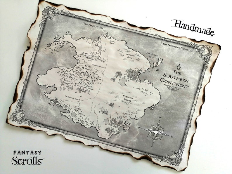 Tower of Dawn Map Throne of Glass Map the Southern Continent Etsy