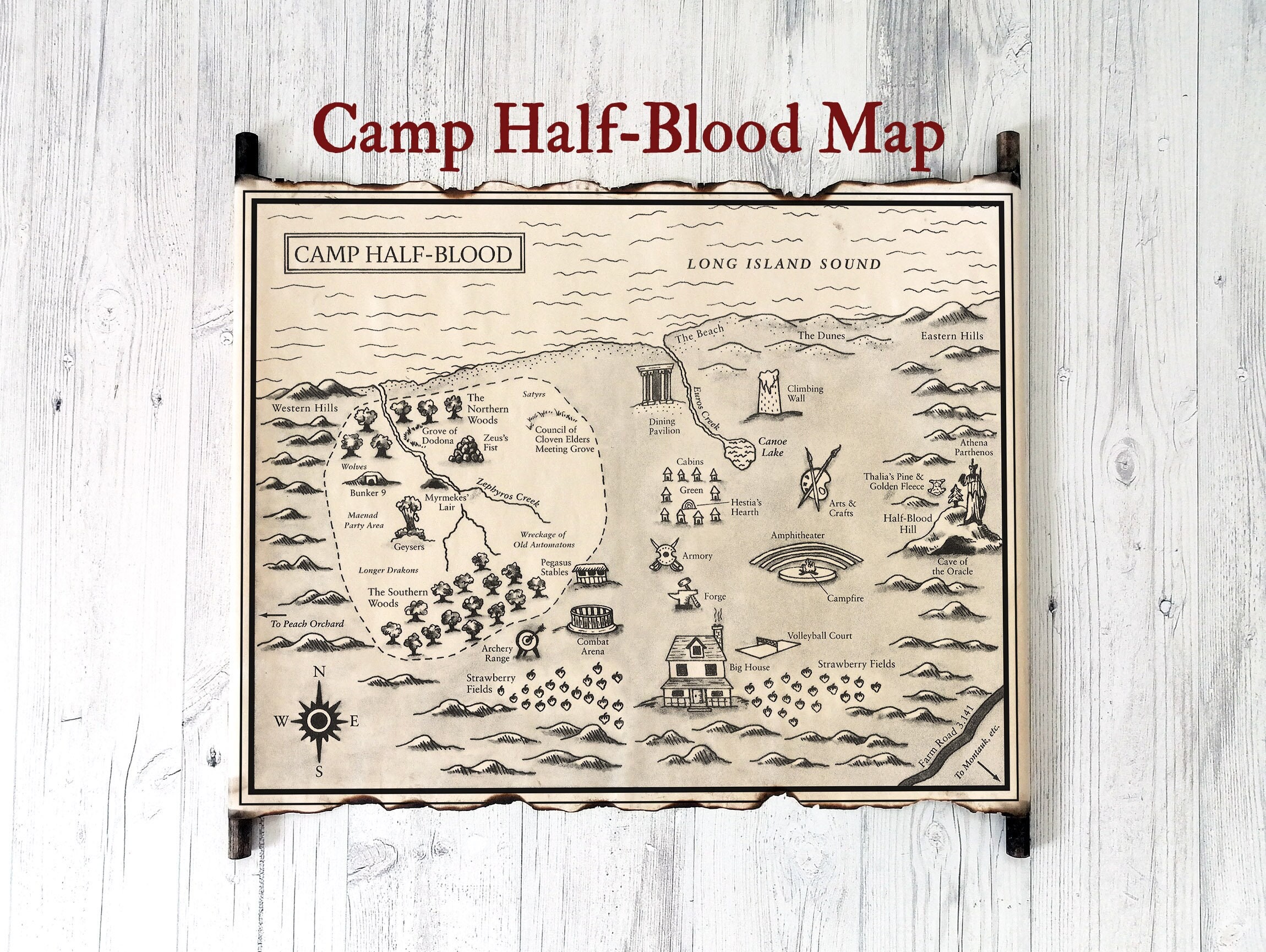 Map of Camp Half-blood on Handmade Scroll Percy Jackson and 