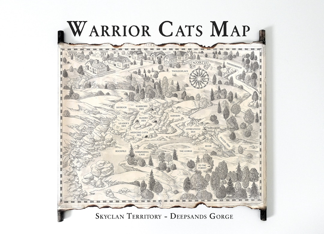 Warrior Cats Map of the Deepsands Skyclan Territory Map, Warrior