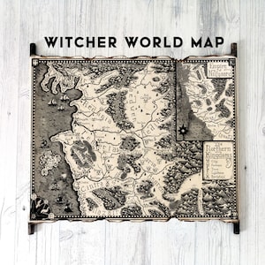 Kaart Witcher: kaart van de noordelijke koninkrijken en het Nilfgaardiaanse rijk, kaart Witcher wereldkaart van het continent, kaart Geralt of Rivia Wicher